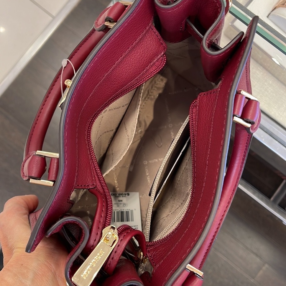 Michael Kors Hamilton Small Satchel Shoulder Crossbody Bag Dark Cherry COLOR - Picture 9 of 15